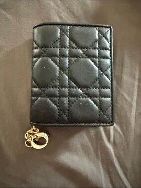 Dior Black Quilted Leather Wallet with Gold Hardware